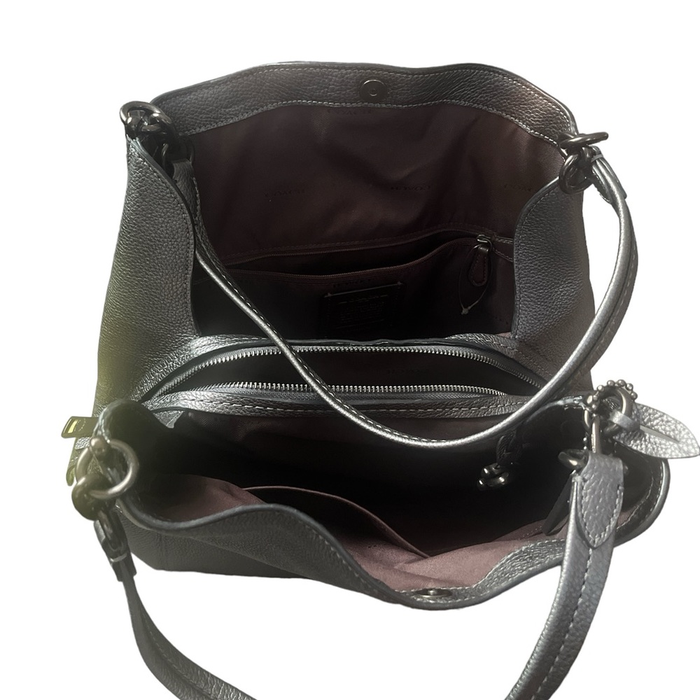 Coach Gun metal leather purse gray - Picture 3 of 3